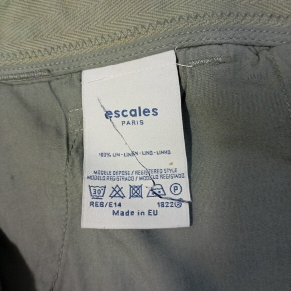 Escales Paris Casual Shorts Mens Olive Green 100% Linen Size 40 EU - Picture 6 of 13